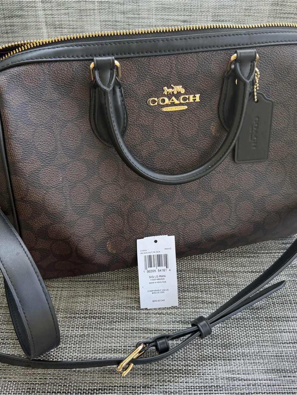 COACH Brown Signature Large Rowan